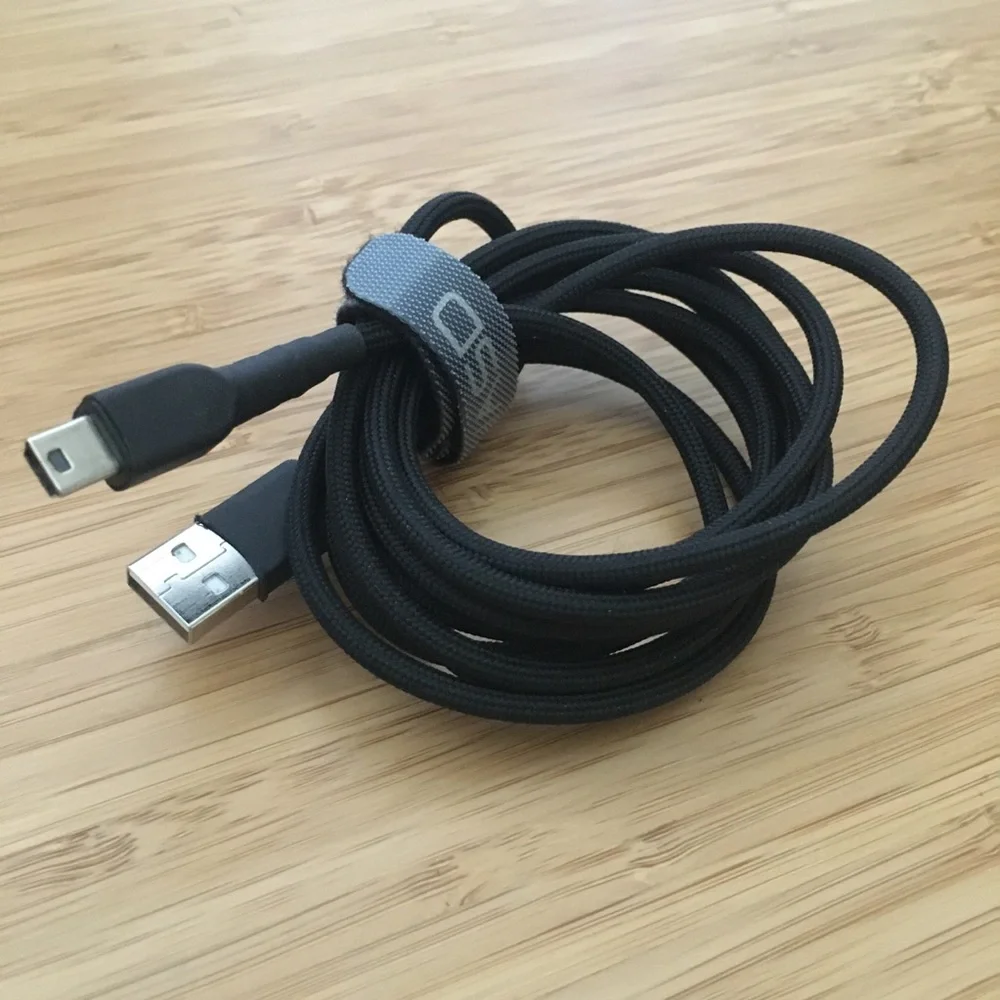 LP USB A 2.0 to USB Mini-B Adapter Cable Nylon Braided Black | 6 Ft Long